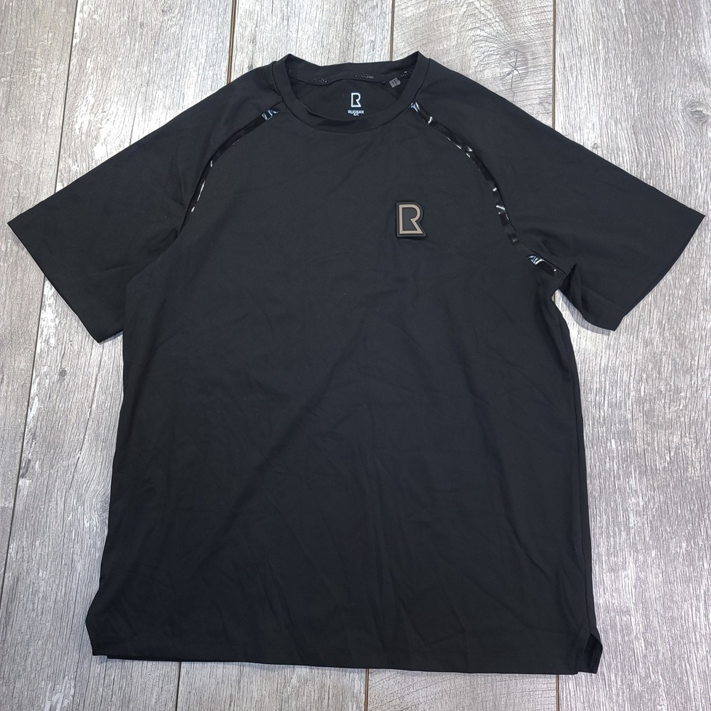 Rudsak Derek T-Shirt Men Large Black Performance Logo Patch Raglan Short Sleeve